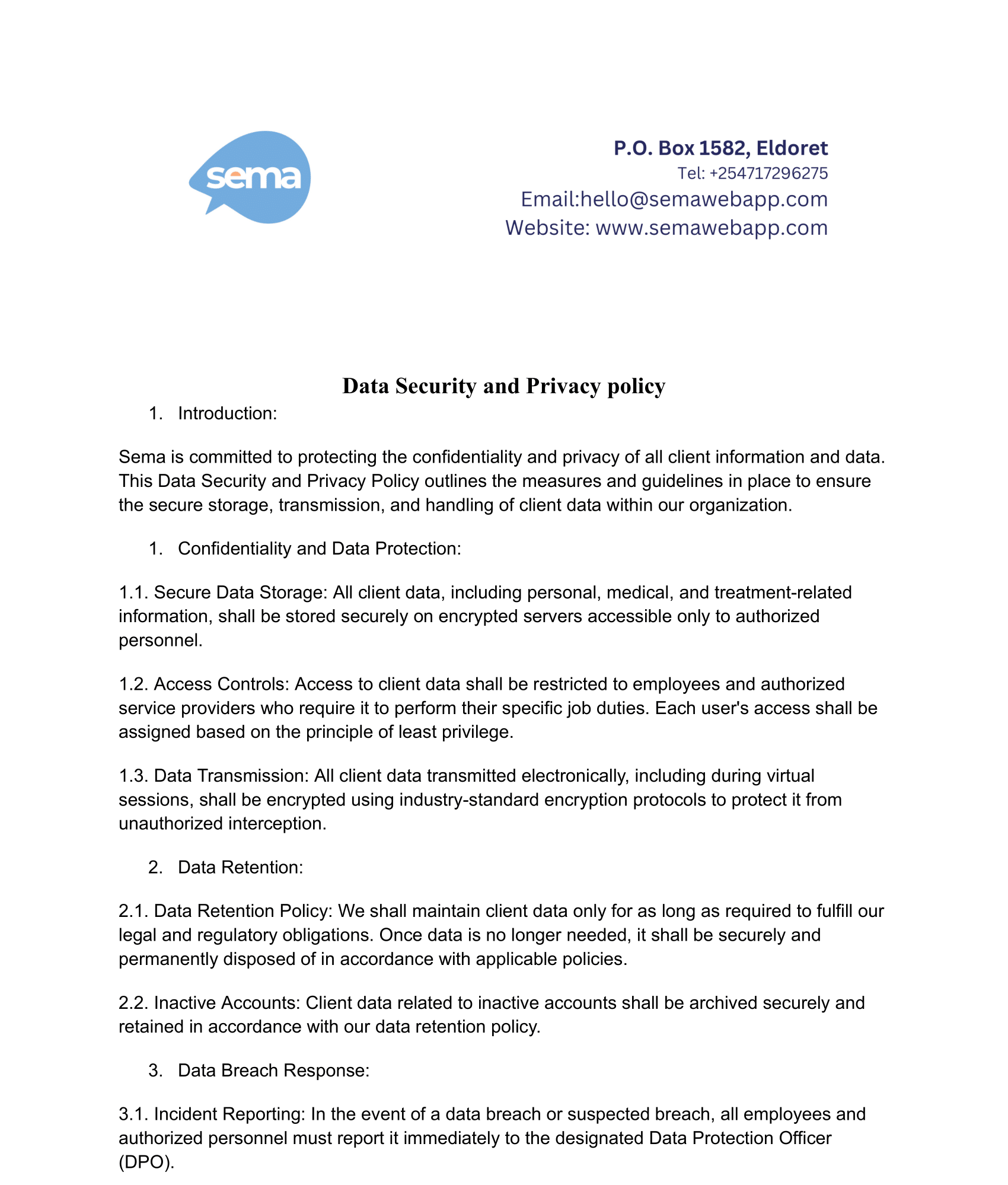 Data Security and Privacy Policy Page 1